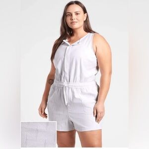 Athleta Farallon Elastic Drawstring Breathable UPF Organic Cotton NWT Romper